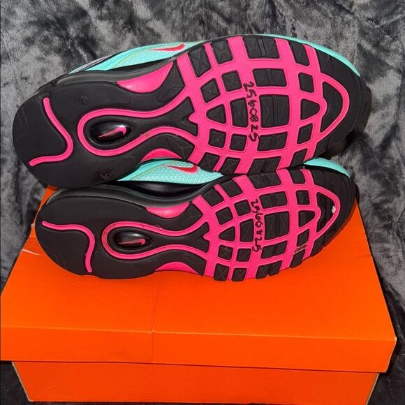 Nike Air Max 97 Men's Shoes - Aqua and Fuchsia - Picture 7 of 7